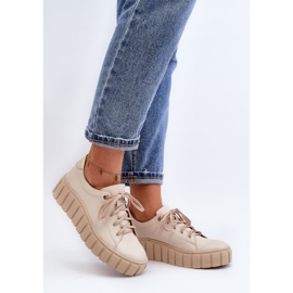 Zazoo 2919 Zapatos Mujer Piel Suela Gruesa, Beige 3