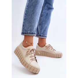 Zazoo 2919 Zapatos Mujer Piel Suela Gruesa, Beige 4