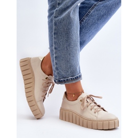 Zazoo 2919 Zapatos Mujer Piel Suela Gruesa, Beige 5