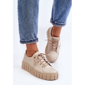 Zazoo 2919 Zapatos Mujer Piel Suela Gruesa, Beige 6