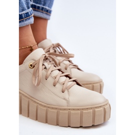 Zazoo 2919 Zapatos Mujer Piel Suela Gruesa, Beige 9