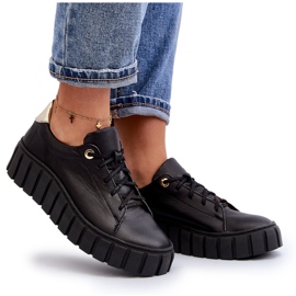 Zazoo 2919 Zapatos Mujer de Piel con Suela Gruesa, Negro 10