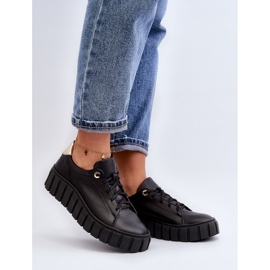 Zazoo 2919 Zapatos Mujer de Piel con Suela Gruesa, Negro 3