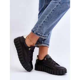 Zazoo 2919 Zapatos Mujer de Piel con Suela Gruesa, Negro 4