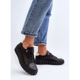 Zazoo 2919 Zapatos Mujer de Piel con Suela Gruesa, Negro 5