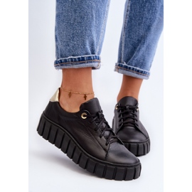 Zazoo 2919 Zapatos Mujer de Piel con Suela Gruesa, Negro 6