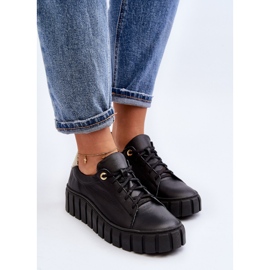 Zazoo 2919 Zapatos Mujer de Piel con Suela Gruesa, Negro 8