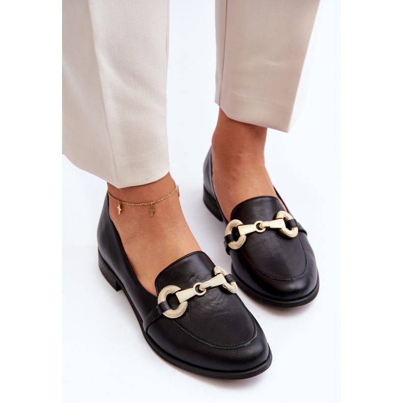 Zazoo 2880 Mocasines Mujer Piel Con Adorno, Negro 2