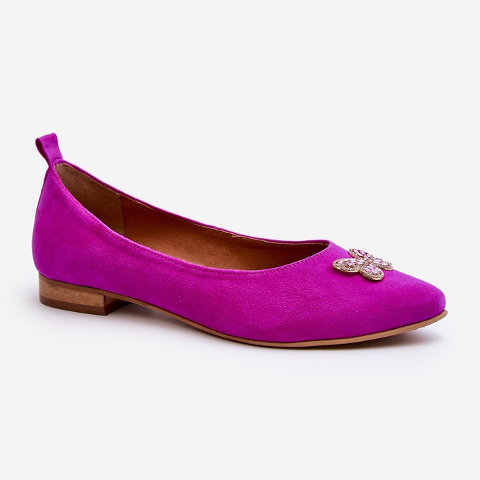 Zazoo 2887 Bailarinas De Ante Con Mariposa Decorativa Fucsia rosa 1