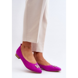 Zazoo 2887 Bailarinas De Ante Con Mariposa Decorativa Fucsia rosado 2