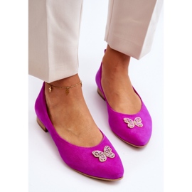 Zazoo 2887 Bailarinas De Ante Con Mariposa Decorativa Fucsia rosado 5