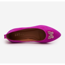 Zazoo 2887 Bailarinas De Ante Con Mariposa Decorativa Fucsia rosado 6