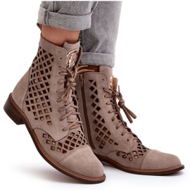Zazoo 2695 Botines de Piel Calada, Beige 9