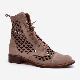 Zazoo 2695 Botines de Piel Calada, Beige 1