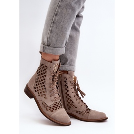 Zazoo 2695 Botines de Piel Calada, Beige 2