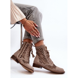 Zazoo 2695 Botines de Piel Calada, Beige 6