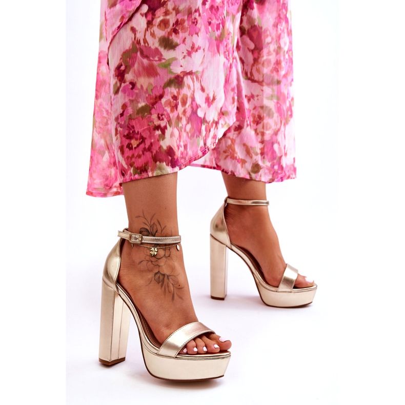 Sweet Shoes Sandalias De Piel Con Barra Alta Y Plataforma Golden Sky Dream dorado 1