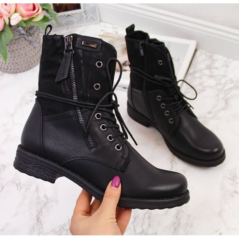 Jezzi W JEZ254A bolso con cordones y cremallera, negro 1