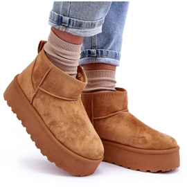 Botas de nieve de gamuza para mujeres en la plataforma Brown marrón 4