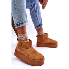 Botas de nieve de gamuza para mujeres en la plataforma Brown marrón 1