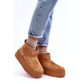 Botas de nieve de gamuza para mujeres en la plataforma Brown marrón 2