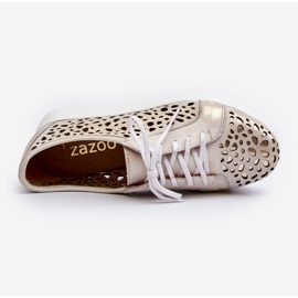 Zazoo 2821 Zapatos Mujer Piel, Calados Dorado 10