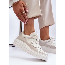 Deportivas Mujer Piel con Plataforma M01/1 Zazoo Beige Claro 1