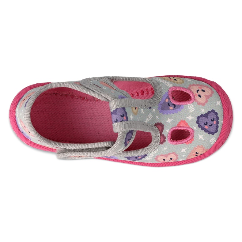 Pantuflas infantiles befado con velcro 630P007, gris y rosa 3 Pantuflas infantiles befado con velcro 630P007, gris y rosa 3