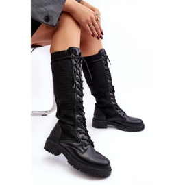 Botas De Mujer Con Cordones Y Parte Superior Elástica Negro Virxinia 5 Botas De Mujer Con Cordones Y Parte Superior Elástica Negro Virxinia 5