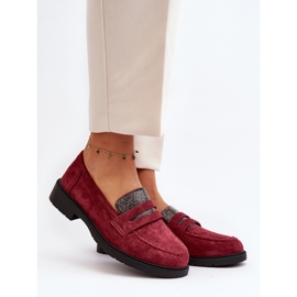 Mocasines burdeos adornados para mujer de Dananei rojo 3