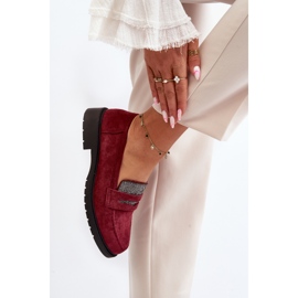 Mocasines burdeos adornados para mujer de Dananei rojo 4