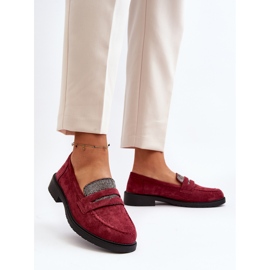 Mocasines burdeos adornados para mujer de Dananei rojo 5