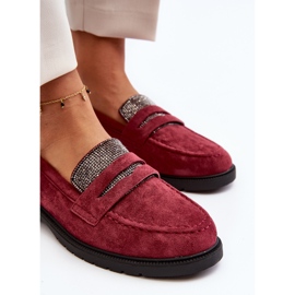 Mocasines burdeos adornados para mujer de Dananei rojo 8