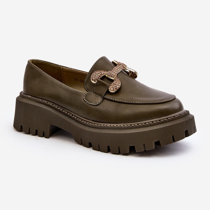 Mocasines De Mujer Con Adorno, Verde Oscuro Gargi 1