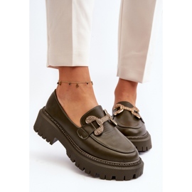 Mocasines De Mujer Con Adorno, Verde Oscuro Gargi 4