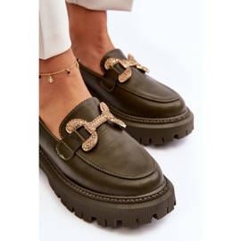 Mocasines De Mujer Con Adorno, Verde Oscuro Gargi 6
