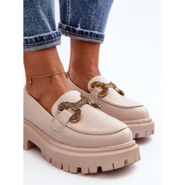 Mocasines De Mujer Con Adorno, Beige Claro Gargi 11