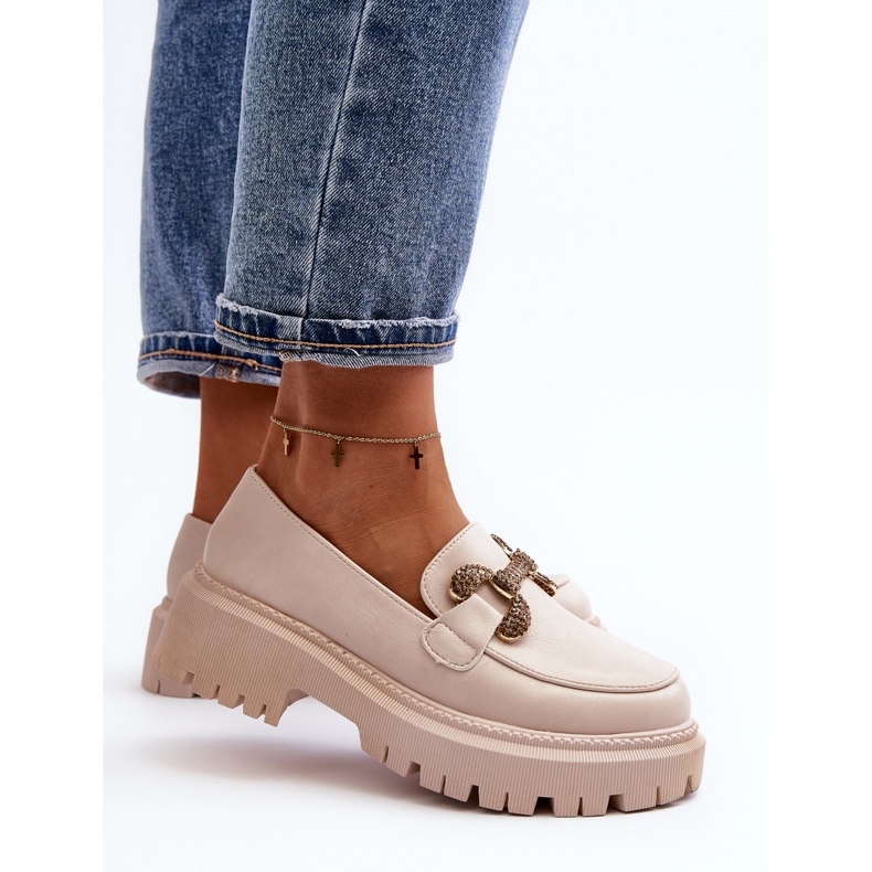 Mocasines De Mujer Con Adorno, Beige Claro Gargi 1 Mocasines De Mujer Con Adorno, Beige Claro Gargi 1