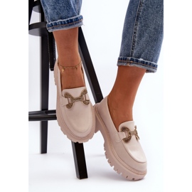 Mocasines De Mujer Con Adorno, Beige Claro Gargi 3