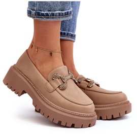 Mocasines De Mujer Con Adorno, Beige Oscuro Gargi 10