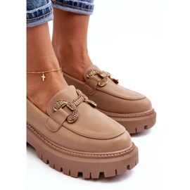 Mocasines De Mujer Con Adorno, Beige Oscuro Gargi 8
