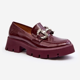 Mocasines Mujer Charol Con Adorno Burdeos Arsaba rojo 1