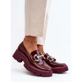 Mocasines Mujer Charol Con Adorno Burdeos Arsaba rojo 2