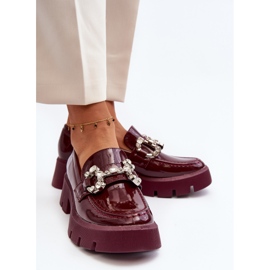 Mocasines Mujer Charol Con Adorno Burdeos Arsaba rojo 3