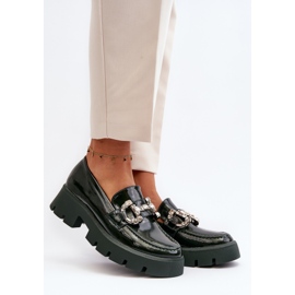 Mocasines Mujer Charol Con Adorno Verde Oscuro Arsaba 3