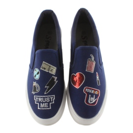 Sneakers slip-on con bordado NB102P Azul Oscuro azul marino 2