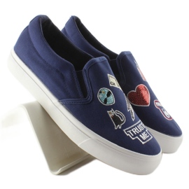 Sneakers slip-on con bordado NB102P Azul Oscuro azul marino 4