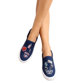 Sneakers slip-on con bordado NB102P Azul Oscuro azul marino 6