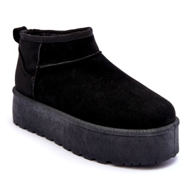 Botas de nieve de gamuza para mujeres negras negro 1