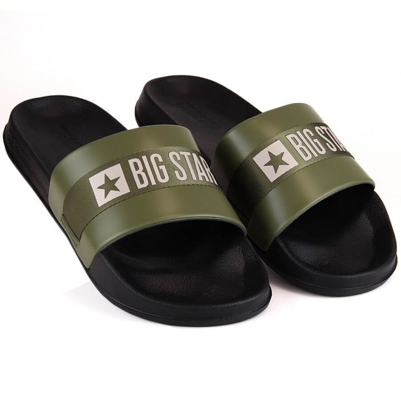 Chanclas hombre piel ecológica caqui Big Star LL174458 verde 1